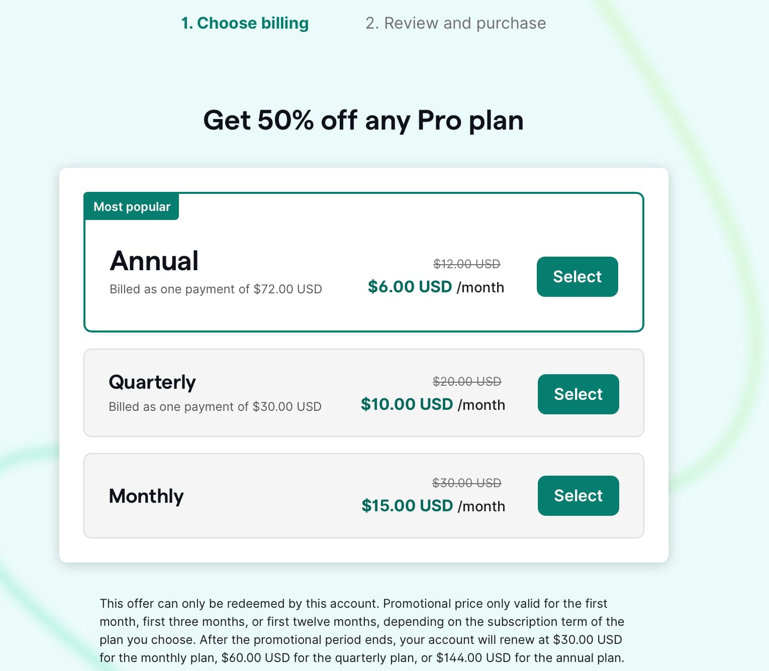 Select the plan Select the plan
